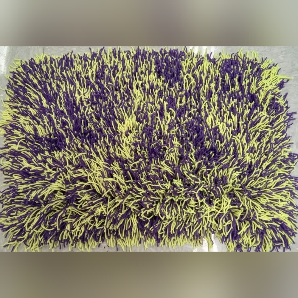 Purple and Neon Yellow Shag Rug